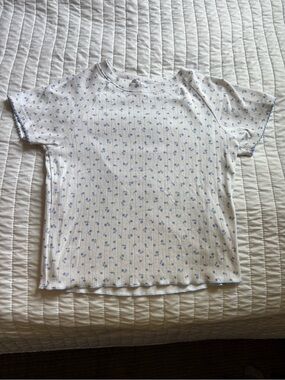 Cotton On White Tee with Light Blue Floral Print